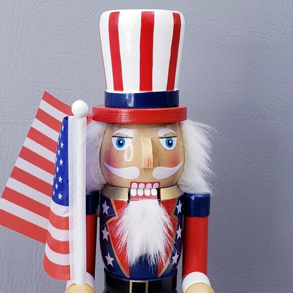 PATRIOTIC July 4th NUTCRACKER UNCLE SAM Top Hat Flag Red White Blue - Picture 3 of 16